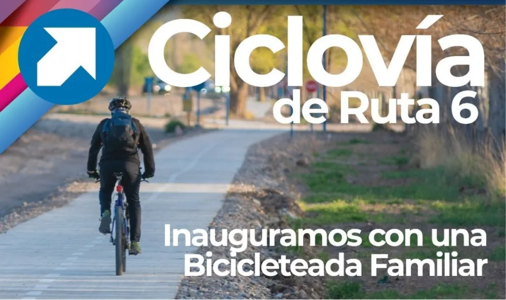 Hoy se inaugura la ciclovía de la Ruta 6 con una gran bicicleteada