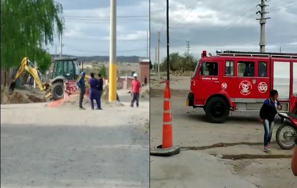 Una máquina rompió un caño de gas y en el lugar trabajan bomberos y policía por precaución