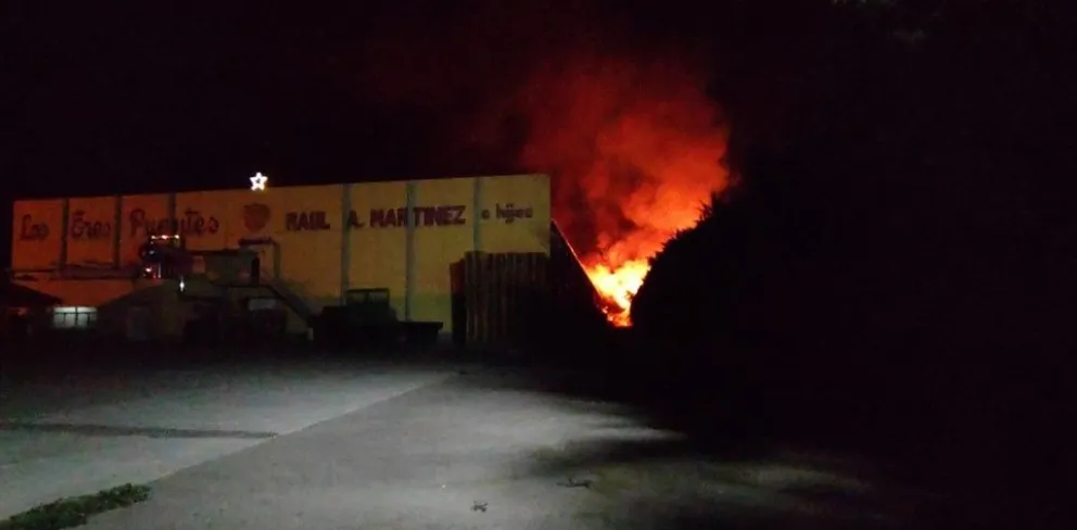 Terrible incendio en un reconocido galpón frutícola a la vera de la Ruta 22