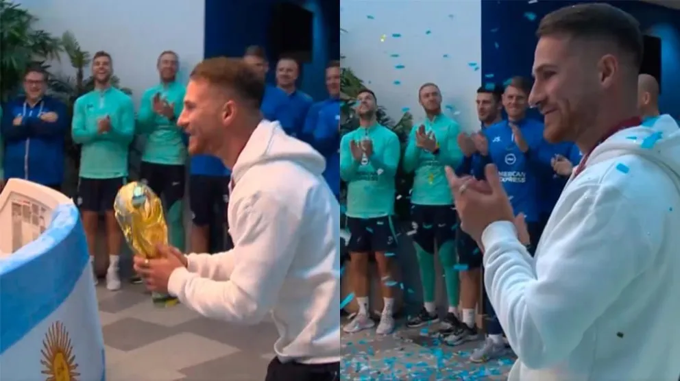 El recibimiento de un campeón: el increíble homenaje que le hizo el Brighton a Alexis Mac Allister