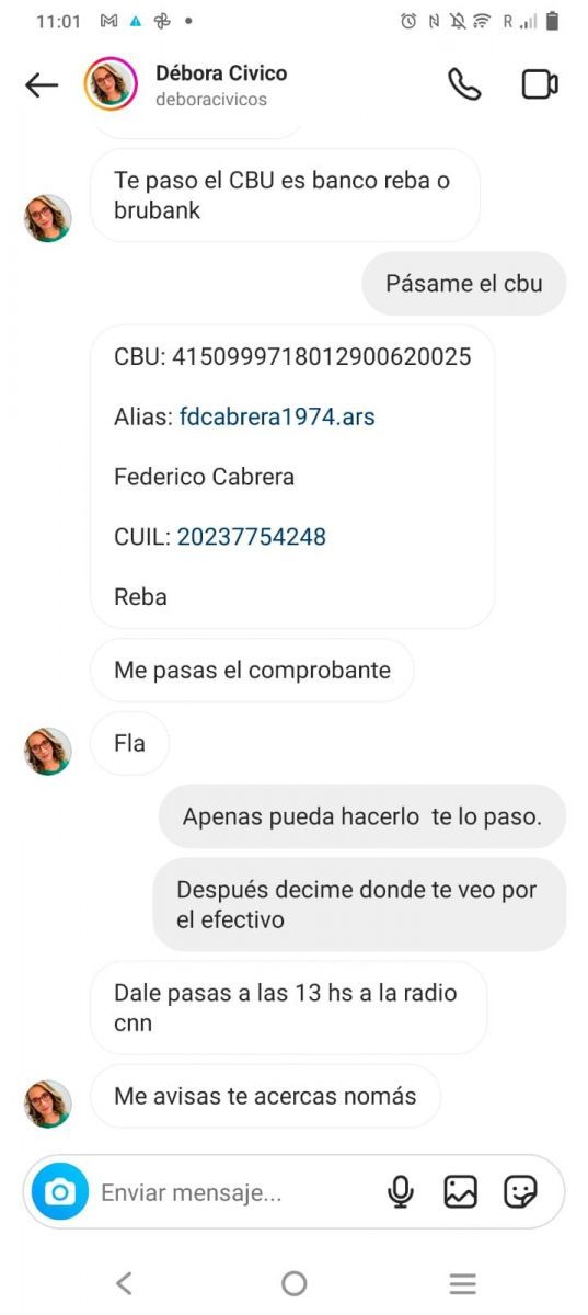 hackeo cuenta d&eacute;bora c&iacute;vicos