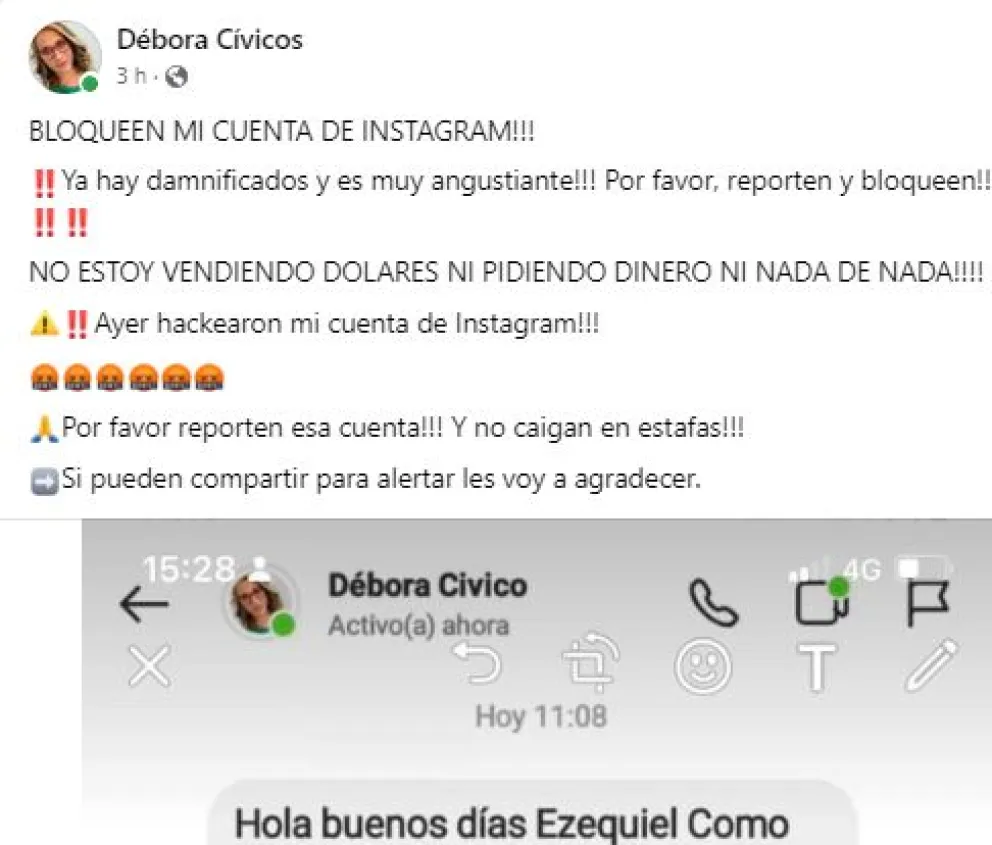 Hackearon el instagram de una periodista y estafaron a sus contactos con la venta de dólares