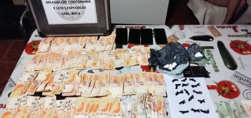 Desarticulan dos “kioscos” de droga en Roca: secuestran 33 plantas de marihuana, 61 gramos de cocaína y casi $200 mil