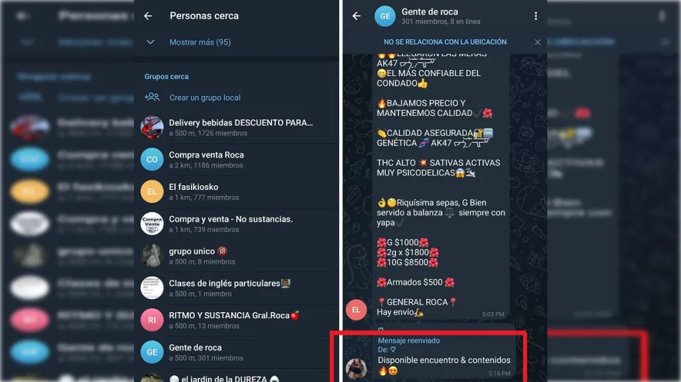 Telegram: un espacio para la venta de drogas y otras "mercaderías" en Roca