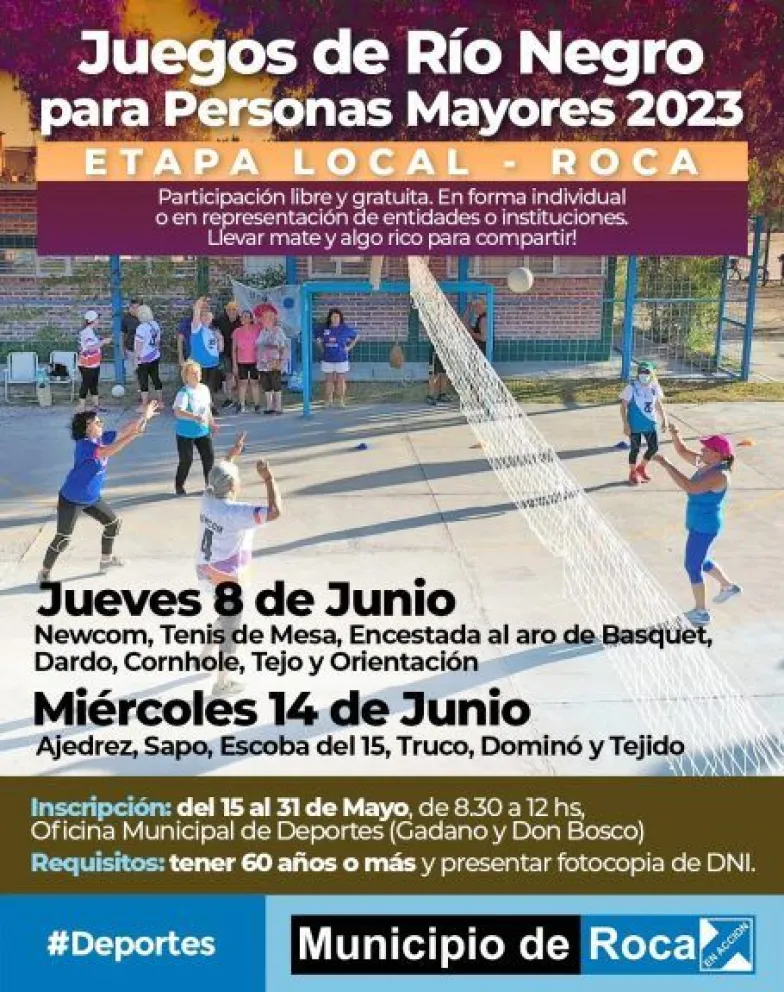 ¿Querés participar de los Juegos de Río Negro para Personas Mayores?: acá te contamos cómo inscribirte