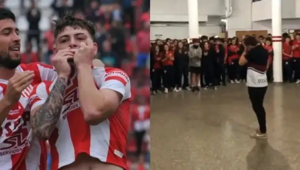 Un futbolista de Unión hizo su primer gol profesional y su escuela lo recibió como un héroe 